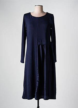Robe mi-longue manches longues manches longues bleu COULEURS DU TEMPS femme
