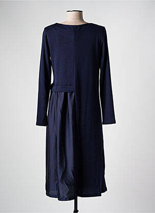 Robe mi-longue manches longues manches longues bleu COULEURS DU TEMPS femme