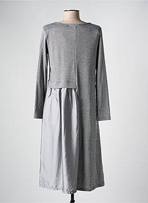 Robe mi-longue manches longues manches longues gris COULEURS DU TEMPS femme