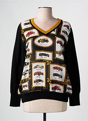 Pull col v manches longues noir GUY DUBOUIS femme