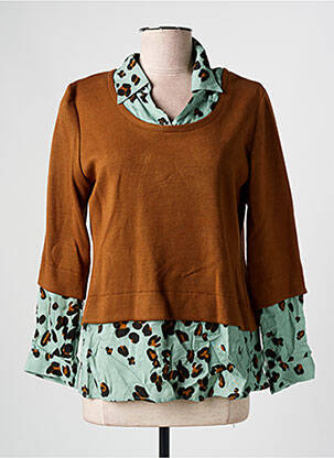 Pull coupe cintrée manches longues marron MERI & ESCA femme