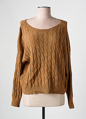 Pull coupe droite manches longues marron COULEURS DU TEMPS femme