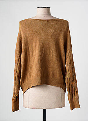 Pull coupe droite manches longues marron COULEURS DU TEMPS femme