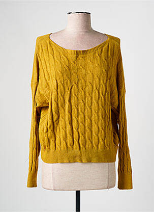 Pull coupe droite manches longues jaune COULEURS DU TEMPS femme