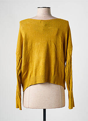Pull coupe droite manches longues jaune COULEURS DU TEMPS femme