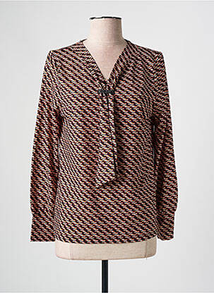 Blouse tissage popeline manches longues marron MERI & ESCA femme