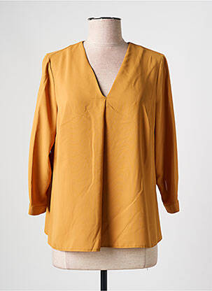 Blouse tissage popeline manches 3/4 jaune GREGORY PAT femme