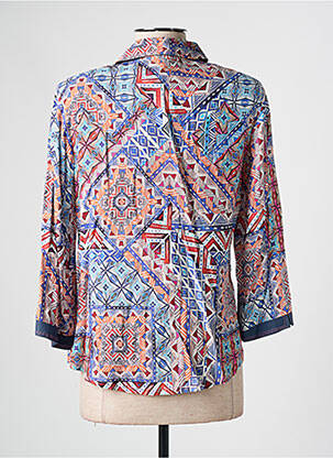 Chemisier imprimé fantaisie manches longues bleu GUY DUBOUIS femme