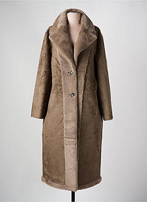 Manteau long coupe droite sans capuche marron YAYA femme