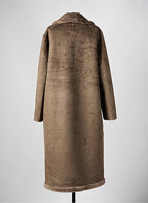 Manteau long coupe droite sans capuche marron YAYA femme