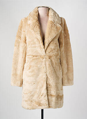 Manteau long coupe cintrée sans capuche beige YAYA femme