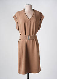 Robe mi-longue manches courtes manches courtes marron YAYA femme