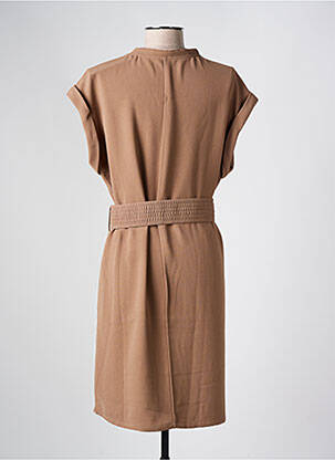 Robe mi-longue manches courtes manches courtes marron YAYA femme