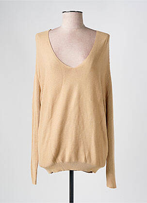 Pull col v manches longues beige YAYA femme