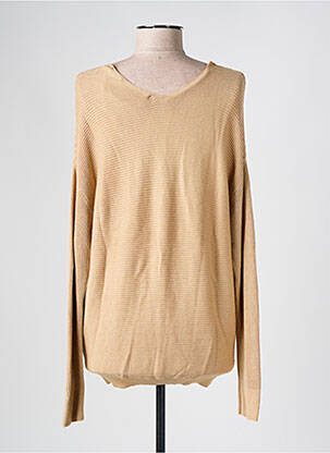 Pull col v manches longues beige YAYA femme