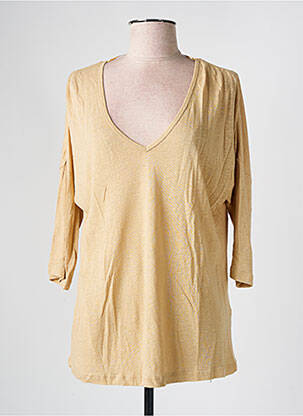 T-shirt col v manches 3/4 beige YAYA femme