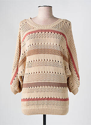 Pull coupe cintrée manches longues beige YAYA femme