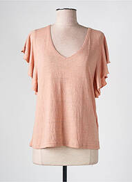 T-shirt col v manches courtes rose MOLLY BRACKEN femme