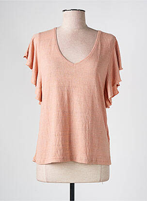 T-shirt col v manches courtes rose MOLLY BRACKEN femme