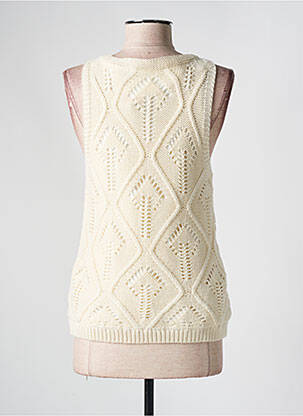 Pull coupe cintrée sans manche blanc YAYA femme