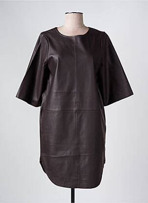 Robe courte manches 3/4 manches 3/4 marron YAYA femme