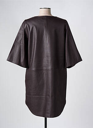 Robe courte manches 3/4 manches 3/4 marron YAYA femme