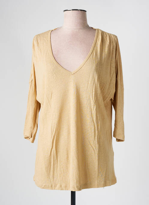 T-shirt col v manches 3/4 beige YAYA femme