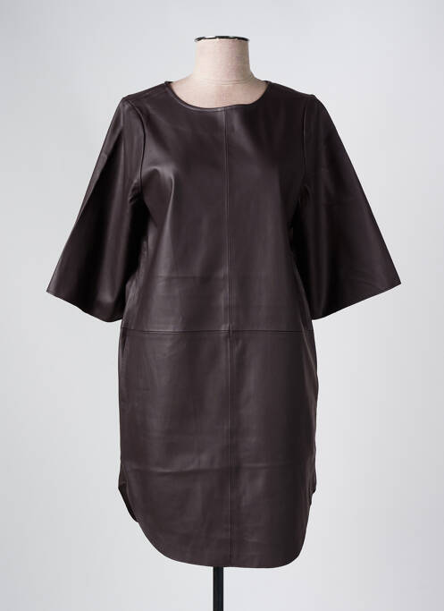 Robe courte manches 3/4 manches 3/4 marron YAYA femme