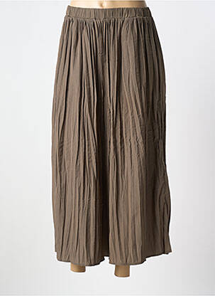 Pantalon large tissage popeline taille normale marron YAYA femme