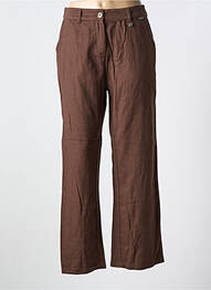 Pantalon chino fermeture zippée sous rabat boutonné taille normale marron AGATHE & LOUISE femme