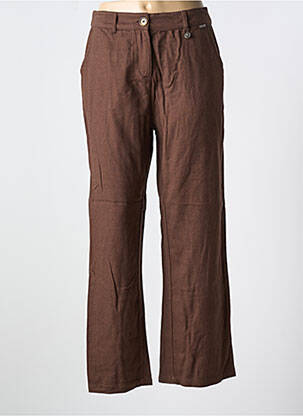 Pantalon chino fermeture zippée sous rabat boutonné taille normale marron AGATHE & LOUISE femme
