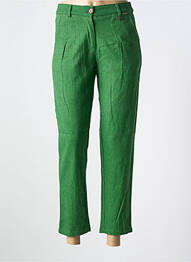 Pantalon chino fermeture zippée sous rabat boutonné taille haute vert AGATHE & LOUISE femme