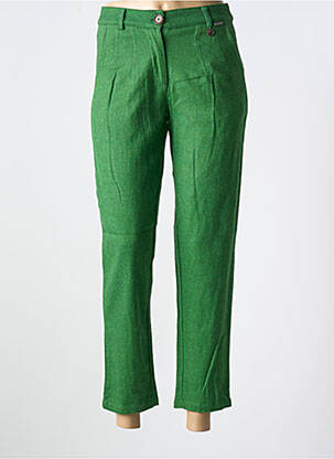 Pantalon chino fermeture zippée sous rabat boutonné taille haute vert AGATHE & LOUISE femme