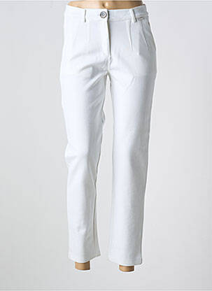 Pantalon chino fermeture zippée sous rabat boutonné taille haute beige AGATHE & LOUISE femme