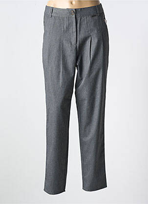 Pantalon chino fermeture zippée sous rabat boutonné taille haute gris AGATHE & LOUISE femme