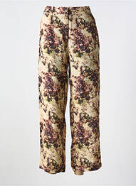Pantalon droit fermeture zippée sous rabat boutonné taille normale beige AGATHE & LOUISE femme