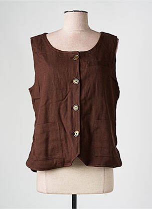 Gilet sans manche poches marron AGATHE & LOUISE femme