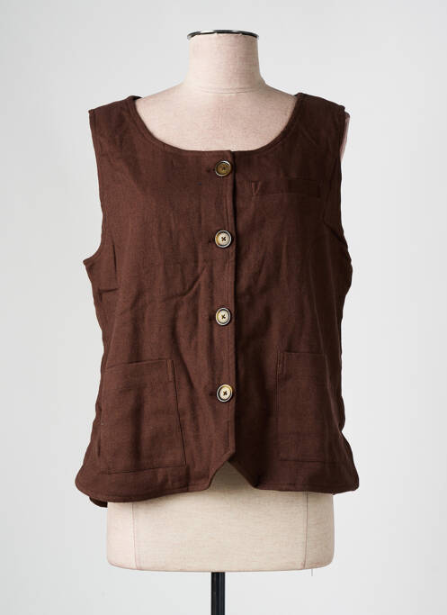 Gilet sans manche marron AGATHE & LOUISE pour femme