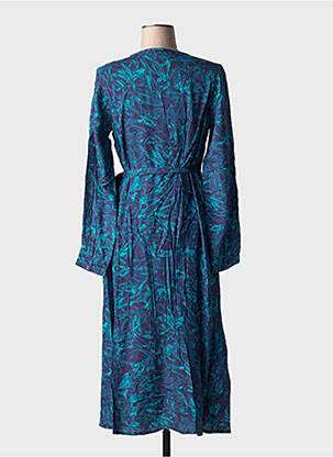 Robe mi-longue imprimé fantaisie manches longues bleu AGATHE & LOUISE femme
