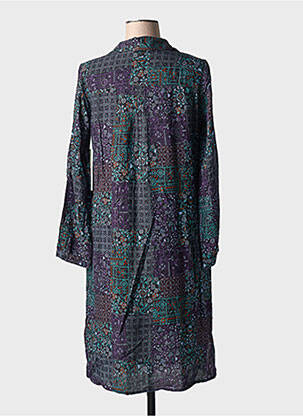 Robe mi-longue imprimé fantaisie manches longues bleu AGATHE & LOUISE femme