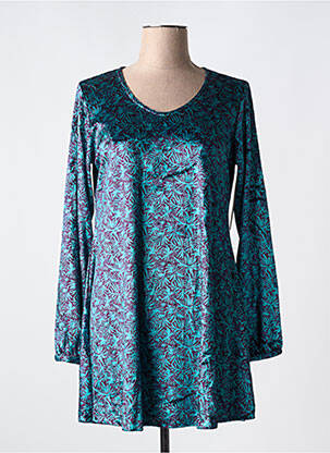 Robe courte manches longues manches longues bleu AGATHE & LOUISE femme