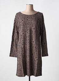 Robe mi-longue imprimé fantaisie manches longues marron AGATHE & LOUISE femme