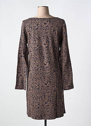 Robe mi-longue imprimé fantaisie manches longues marron AGATHE & LOUISE femme