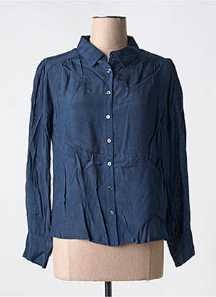 Chemisier coupe droite manches longues bleu AGATHE & LOUISE femme