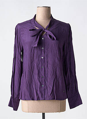 Chemisier coupe droite manches longues violet AGATHE & LOUISE femme