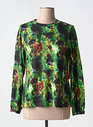 Pull coupe droite manches longues vert AGATHE & LOUISE femme