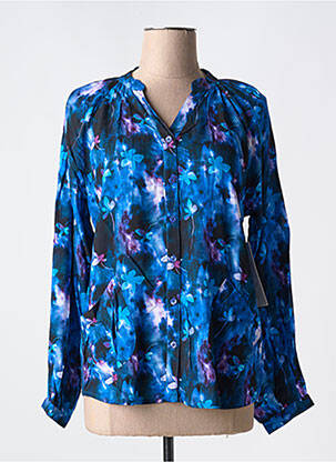 Chemisier imprimé fleurs manches longues bleu AGATHE & LOUISE femme