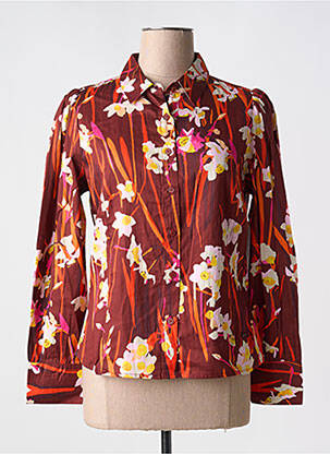 Chemisier imprimé fleurs manches longues orange AGATHE & LOUISE femme