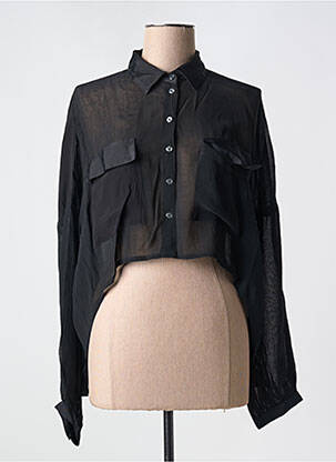 Chemisier tissage crêpe manches longues noir AGATHE & LOUISE femme