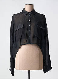 Chemisier tissage crêpe manches longues noir AGATHE & LOUISE femme